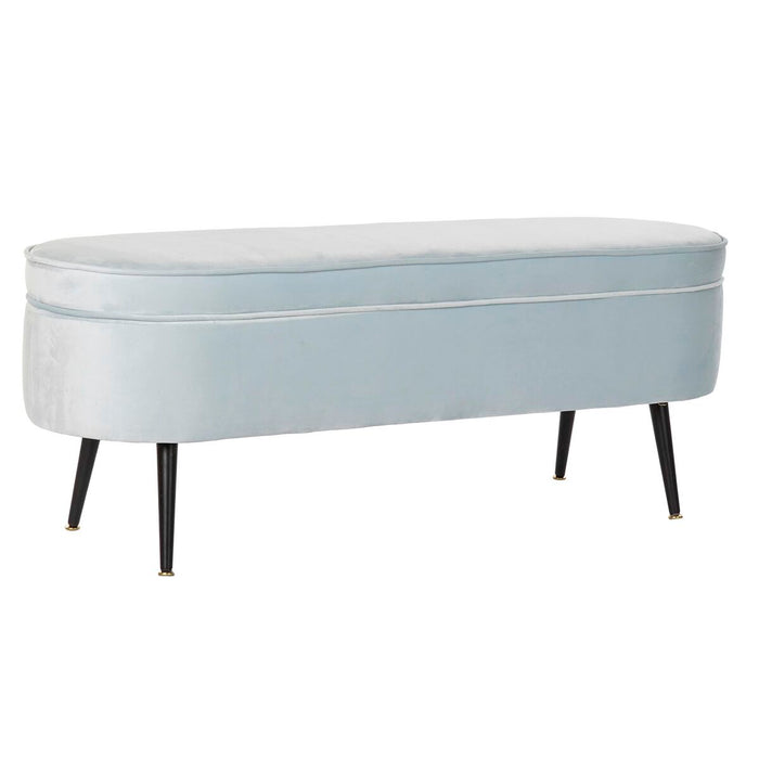 Banchetă DKD Home Decor   Negru Metal Poliester Albastru celest (120 x 40 x 45 cm)