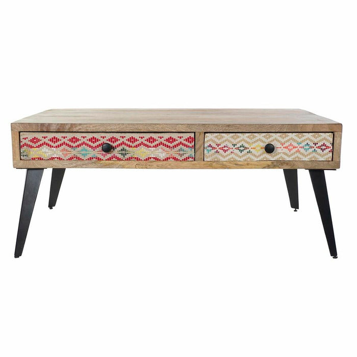 Masa laterală DKD Home Decor 110 x 70 x 46 cm Negru Metal Maro Multicolor Lemn de mango