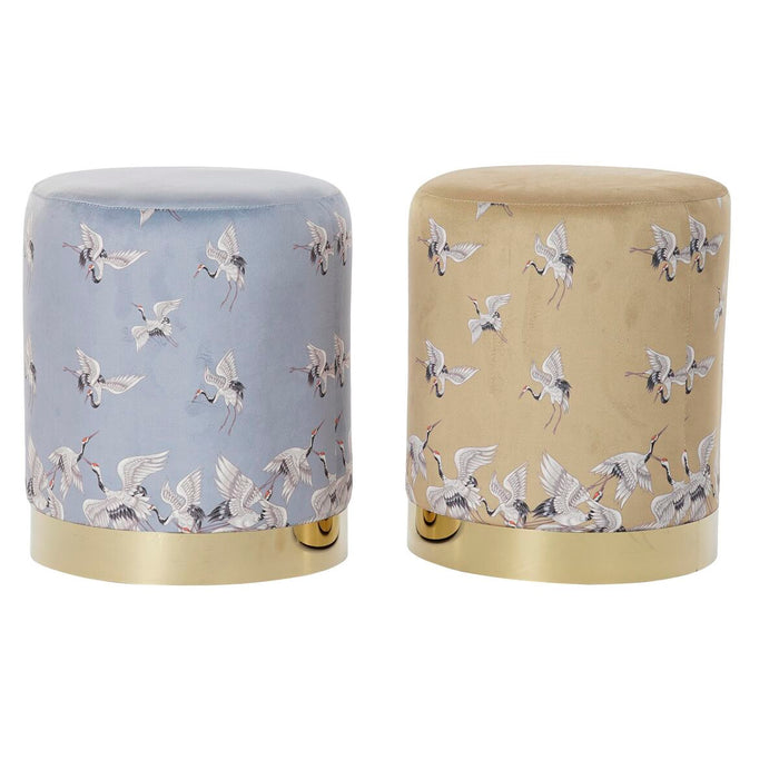 Suport pentru Picioare DKD Home Decor Gri Auriu* Muştar Metal Pasăre Oriental 32 x 32 x 38 cm (2 Unități)