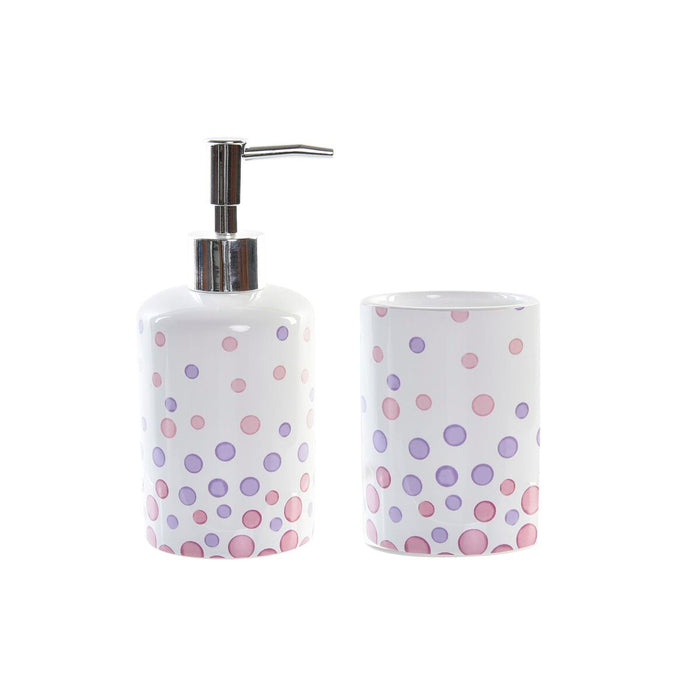 Set de Baie DKD Home Decor Alb ABS Dolomite Buline 7 x 7 x 17,5 cm (2 Unități)