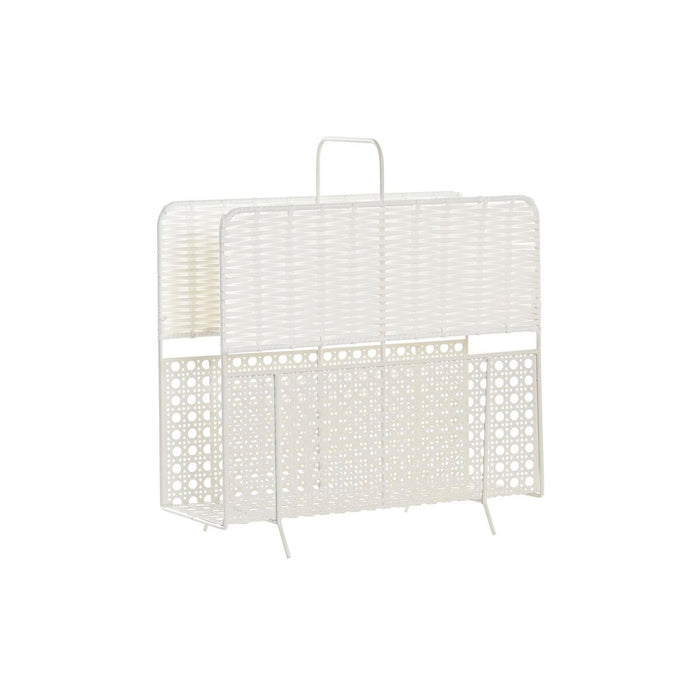 Suport pentru reviste DKD Home Decor Natural Metal Alb răchită (36,5 x 15 x 41 cm)