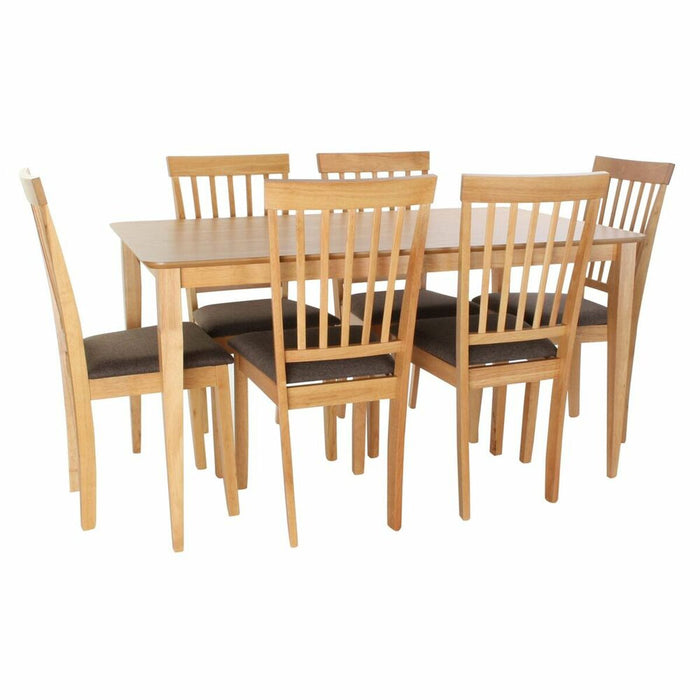 Set de Masă cu 6 Scaune DKD Home Decor Maro Deschis Dub Lemn MDF (1,4 x 80 x 74 cm) (93 cm)