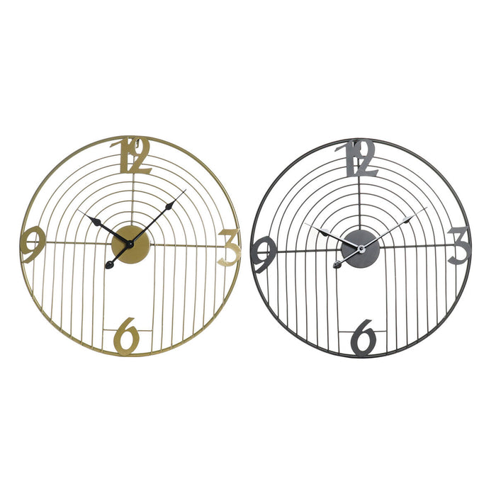 Ceas de Perete DKD Home Decor Negru Auriu* Metal Modern 45 x 3 x 45 cm (2 Unități)