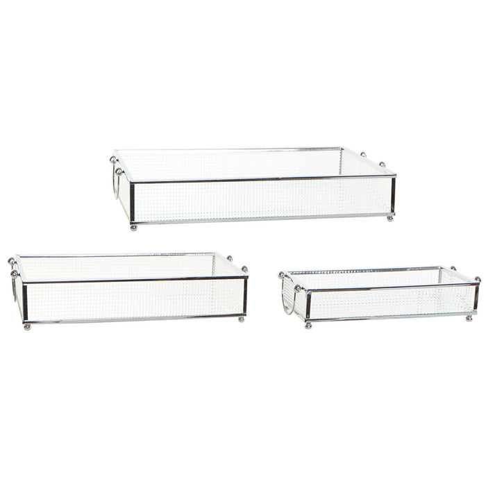 Set de Tăvi DKD Home Decor Transparent Metal Aluminiu Geam Shabby Chic 31 x 18 x 5,5 cm