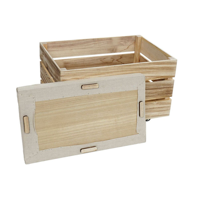 Suport pentru Picioare DKD Home Decor Bej Natural Lemn Loft 60 x 35 x 44 cm