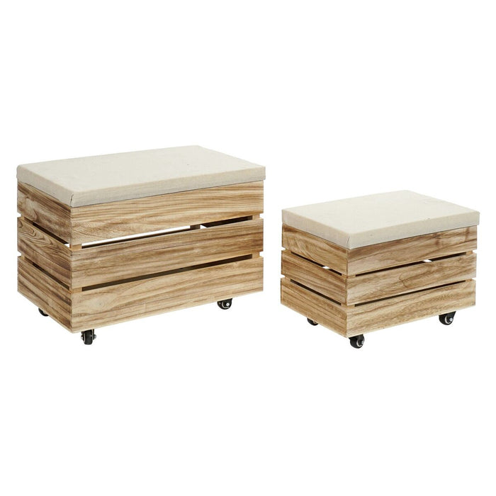 Suport pentru Picioare DKD Home Decor Bej Natural Lemn Loft 60 x 35 x 44 cm