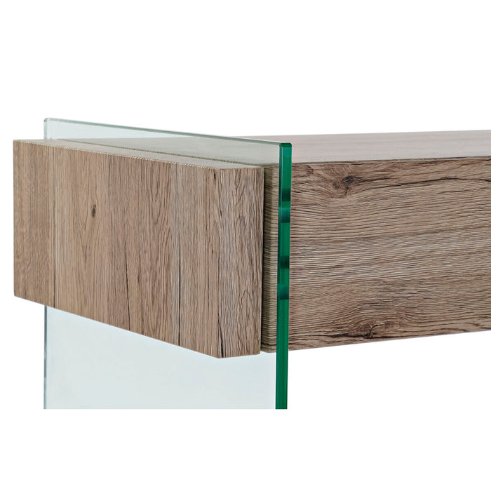 Consolă DKD Home Decor 110 x 40 x 75 cm Natural Transparent Sticlă Temperată Lemn MDF