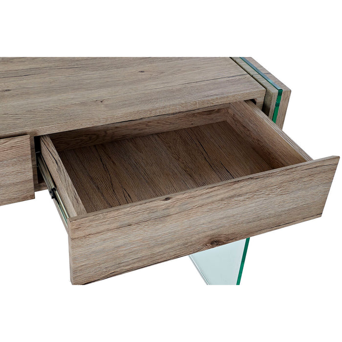 Consolă DKD Home Decor 110 x 40 x 75 cm Natural Transparent Sticlă Temperată Lemn MDF