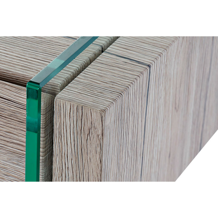 Consolă DKD Home Decor 110 x 40 x 75 cm Natural Transparent Sticlă Temperată Lemn MDF