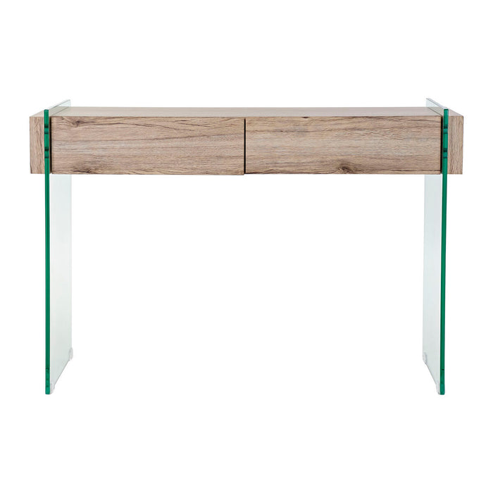 Consolă DKD Home Decor 110 x 40 x 75 cm Natural Transparent Sticlă Temperată Lemn MDF