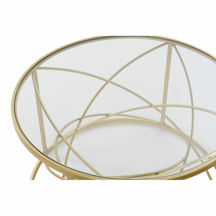 Masa laterală DKD Home Decor Auriu* Metal Geam 70 x 70 x 43 cm