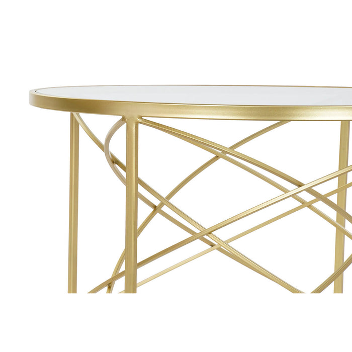 Masa laterală DKD Home Decor Auriu* Metal Geam 70 x 70 x 43 cm