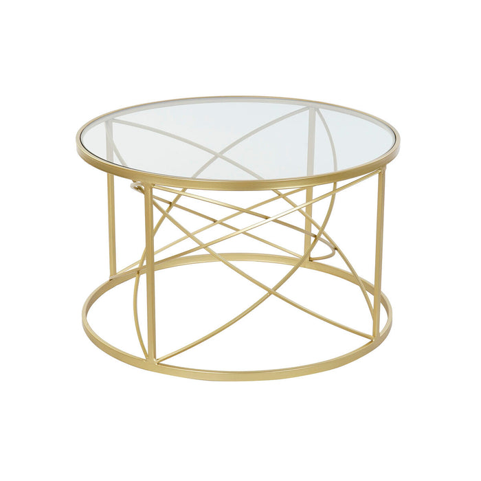Masa laterală DKD Home Decor Auriu* Metal Geam 70 x 70 x 43 cm