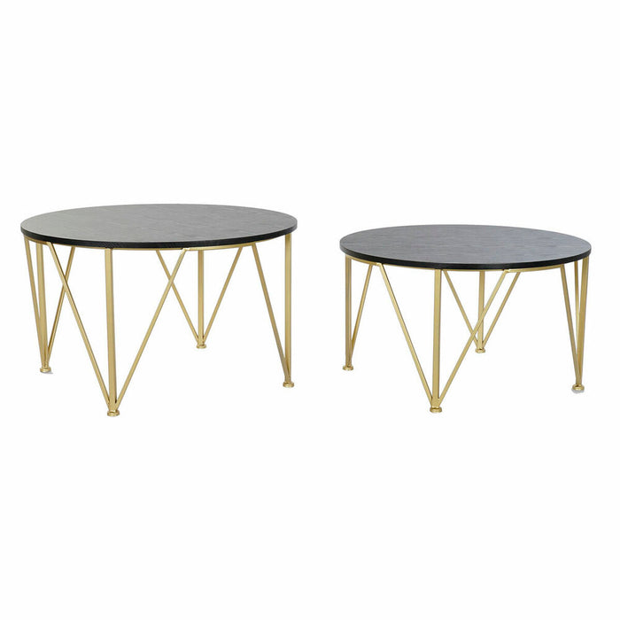 Set de 2 Măsuțe DKD Home Decor Negru Auriu* 79 x 79 x 46 cm