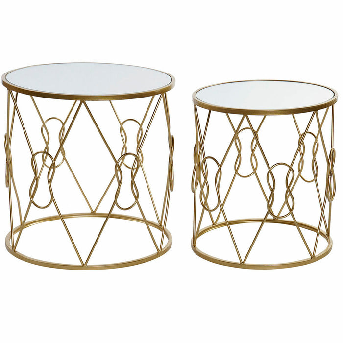 Masa laterală DKD Home Decor Oglindă Auriu* Metal 50 x 50 x 51 cm