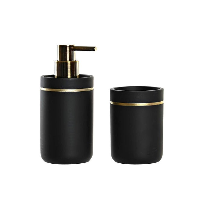 Set de Baie DKD Home Decor Negru Auriu* Rășină 7 x 7 x 17 cm