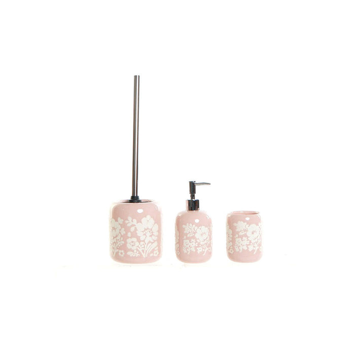 Set de Baie DKD Home Decor 8 x 8 x 17,5 cm Ceramică Roz Alb