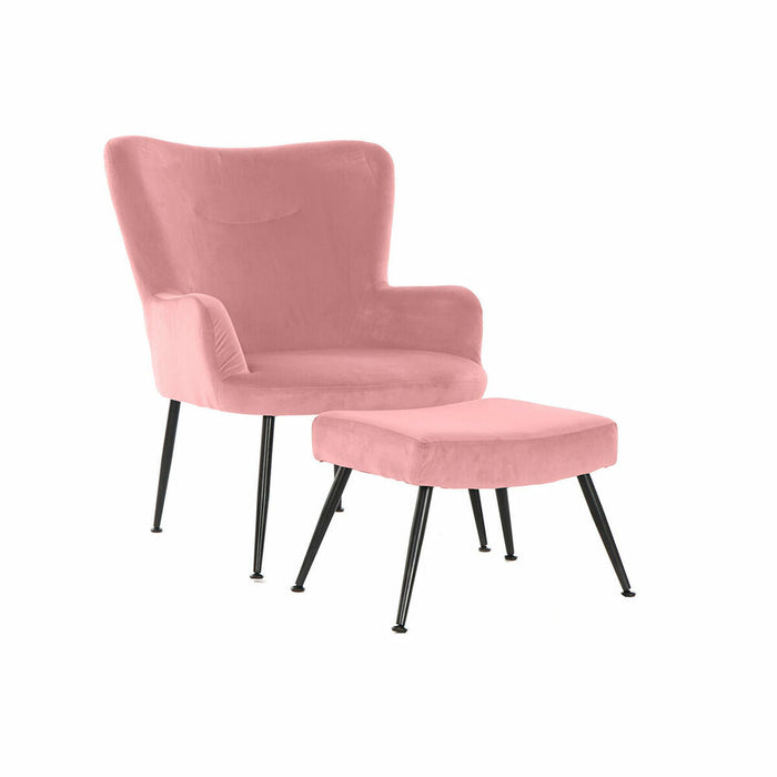 Fotoliu DKD Home Decor S3023869 Negru Roz Metal Plastic Кадифе Modern 70 x 60 x 84 cm