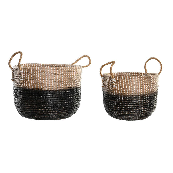 Set de Coșuri DKD Home Decor Natural Gri Iarbă de mare (41 x 25 x 42 cm) (2 Piese)