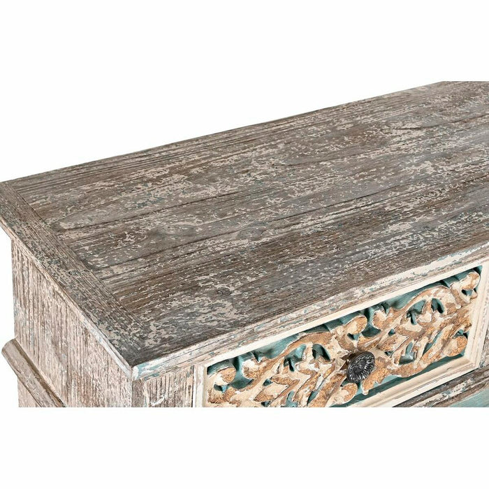 Comodă DKD Home Decor Alb Turquoise Lemn Oriental 99 x 38 x 91 cm