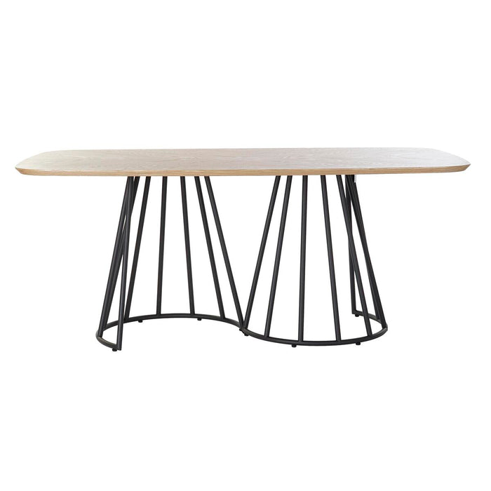 Masă de Sufragerie DKD Home Decor Natural Negru Metal 180 x 100 x 76 cm Lemn MDF