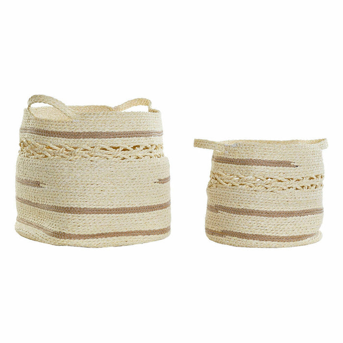 Set de Coșuri DKD Home Decor Natural Fibră (2 pcs) (40 x 40 x 34 cm)