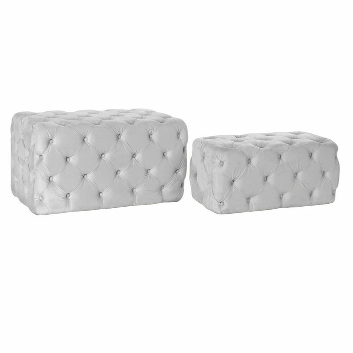 Banchetă DKD Home Decor Gri Poliester Кадифе Lemn MDF (88 x 53 x 48 cm)