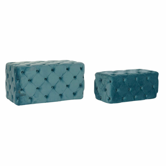 Banchetă DKD Home Decor Albastru Poliester Кадифе Lemn MDF (88 x 53 x 48 cm)