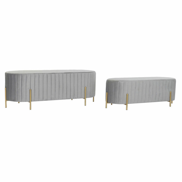 Banchetă DKD Home Decor Gri Auriu* Metal 123 x 50 x 45 cm