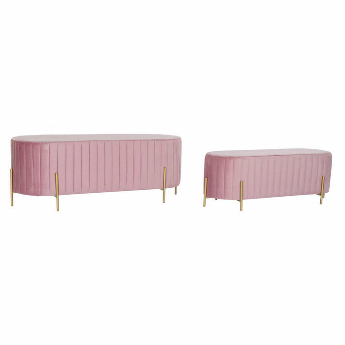 Banchetă DKD Home Decor Roz Auriu* Metal Poliester Кадифе (123 x 50 x 45 cm)
