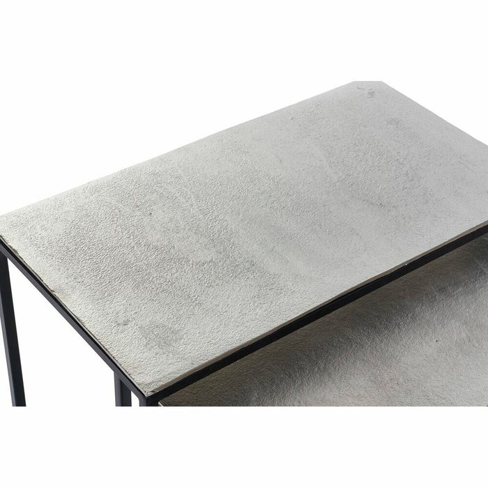 Set de 3 Măsuțe DKD Home Decor Negru Argintiu 50,5 x 28,5 x 59 cm