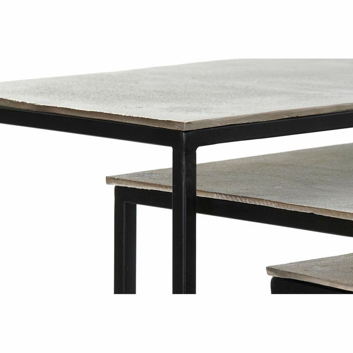 Set de 3 Măsuțe DKD Home Decor Negru Argintiu 50,5 x 28,5 x 59 cm
