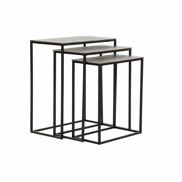Set de 3 Măsuțe DKD Home Decor Negru Argintiu 50,5 x 28,5 x 59 cm