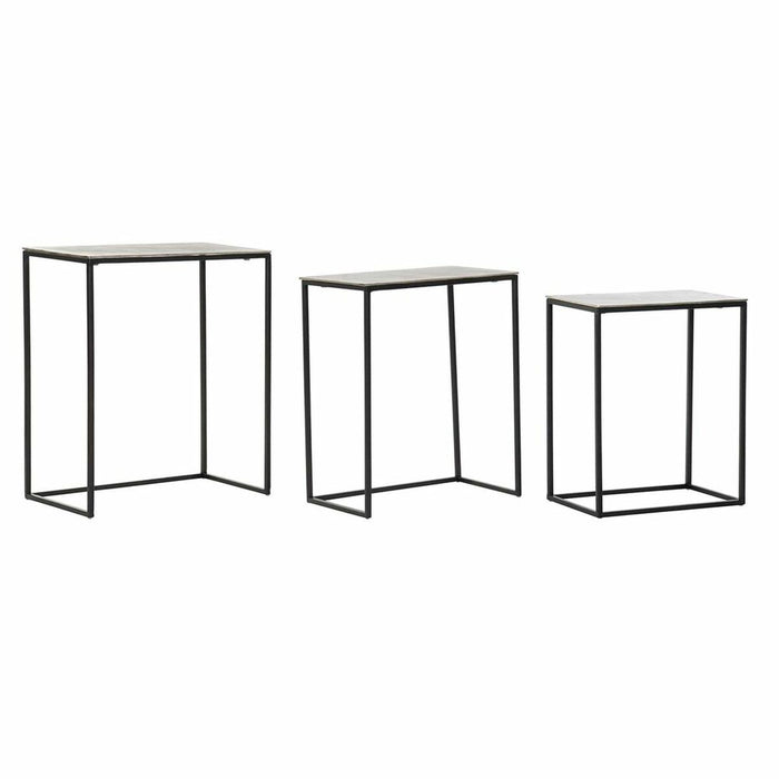 Set de 3 Măsuțe DKD Home Decor Negru Argintiu 50,5 x 28,5 x 59 cm