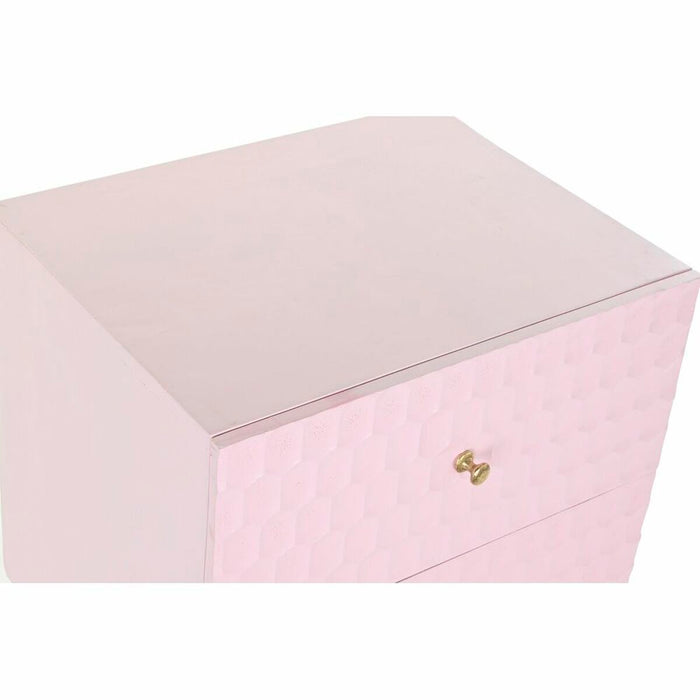 Noptieră DKD Home Decor 52 x 42 x 65 cm Metal Roz deschis Lemn de mango
