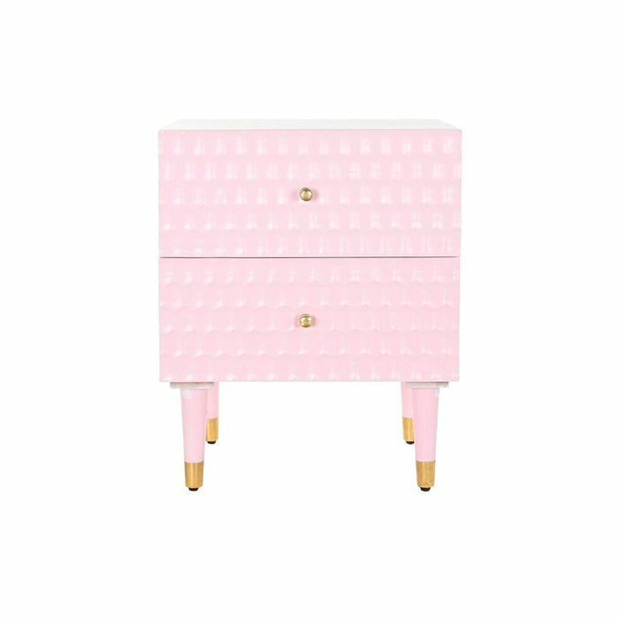 Noptieră DKD Home Decor 52 x 42 x 65 cm Metal Roz deschis Lemn de mango