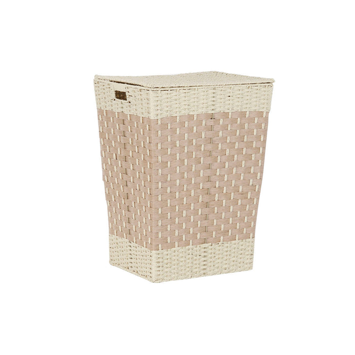 Coș pentru rufe murdare DKD Home Decor Natural Împletitură Metal Fibră (43 x 35 x 59 cm)