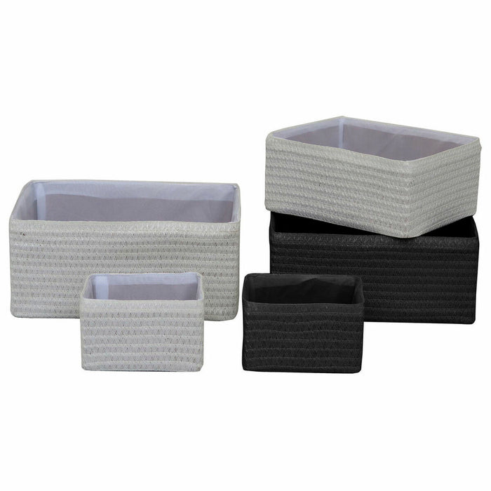Set de Coșuri DKD Home Decor 41 x 30 x 18 cm Negru Alb polipropilenă