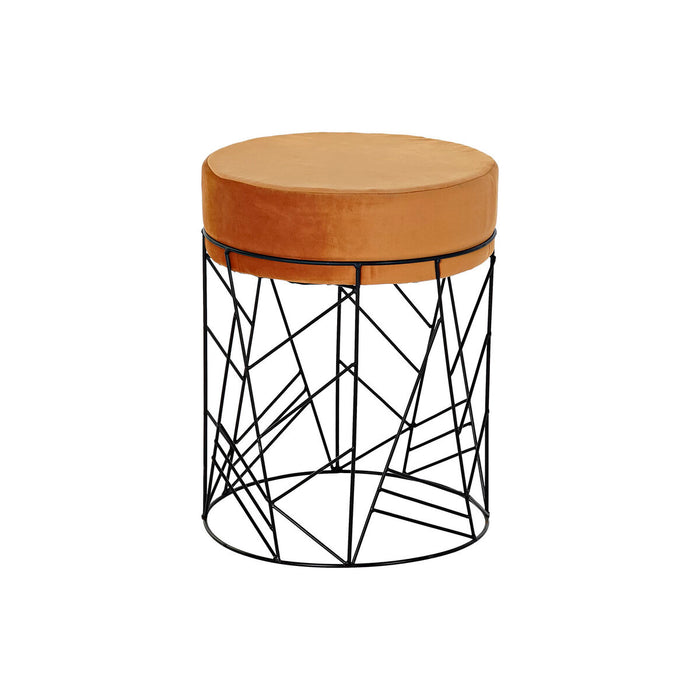 Suport pentru Picioare DKD Home Decor Negru Metal Poliester Teracotă (33 x 33 x 42 cm)