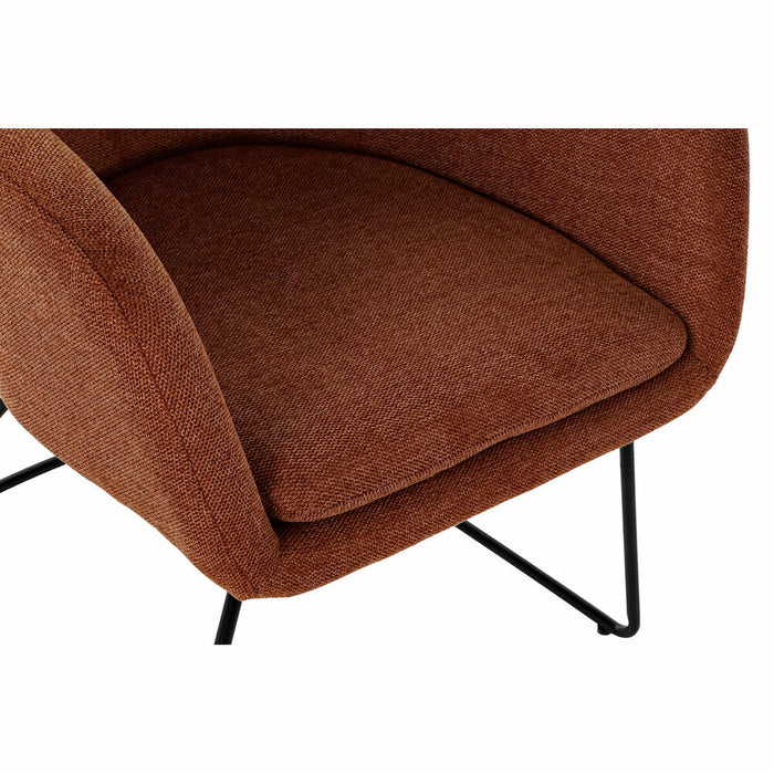 Fotoliu DKD Home Decor Negru Metal Lin Teracotă (63 x 64 x 70 cm)