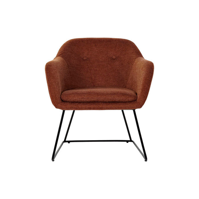 Fotoliu DKD Home Decor Negru Metal Lin Teracotă (63 x 64 x 70 cm)