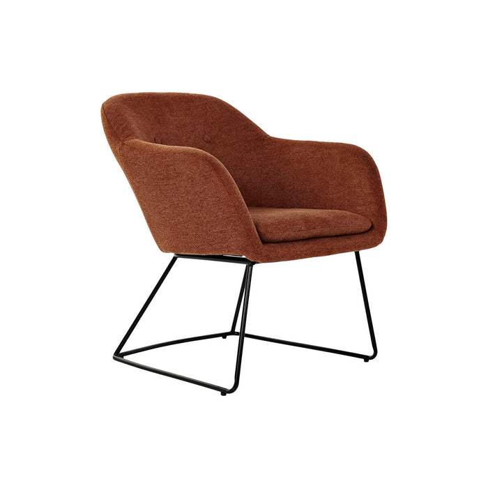 Fotoliu DKD Home Decor Negru Metal Lin Teracotă (63 x 64 x 70 cm)