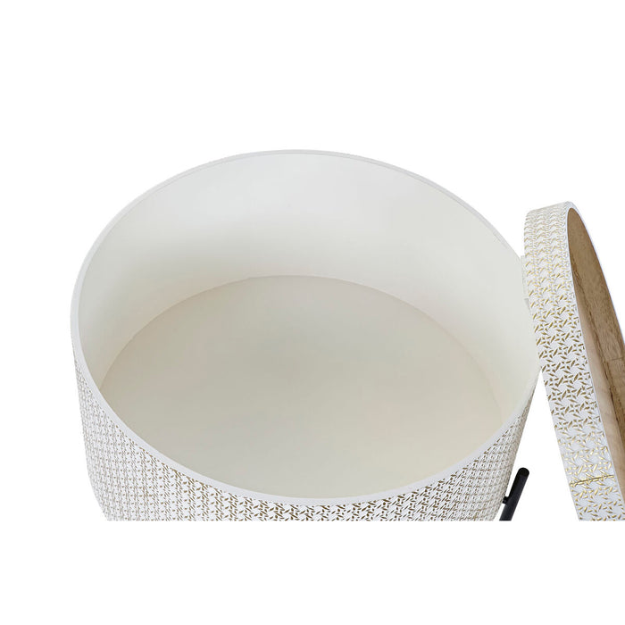 Masa laterală DKD Home Decor Alb Maro Auriu* Metal Lemn MDF 45 x 45 x 39 cm