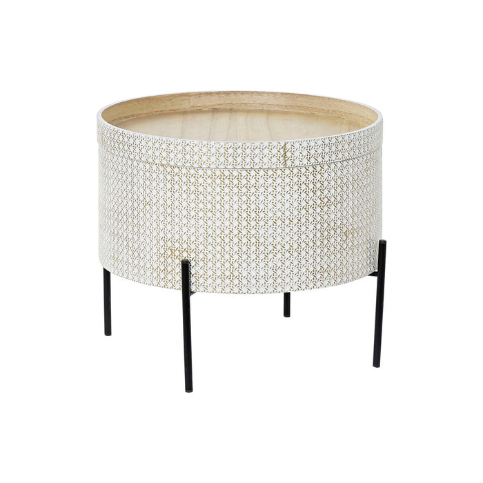Masa laterală DKD Home Decor Alb Maro Auriu* Metal Lemn MDF 45 x 45 x 39 cm