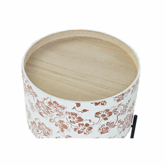 Masa laterală DKD Home Decor Negru Metal Alb 38 x 38 x 39 cm Lemn MDF