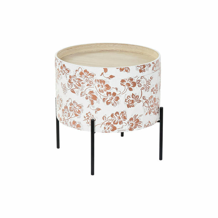 Masa laterală DKD Home Decor Negru Metal Alb 38 x 38 x 39 cm Lemn MDF