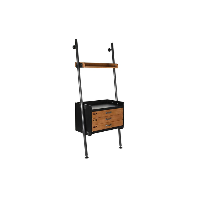Raft DKD Home Decor Brad Natural Negru Metal 1 Rafturi (67 x 40 x 155 cm)