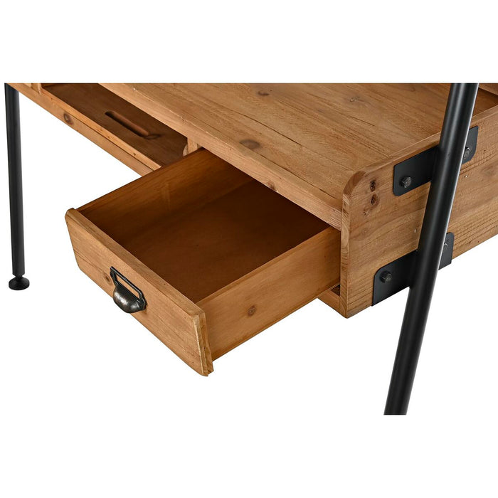 Raft DKD Home Decor Brad Natural Metal Gri închis 2 Rafturi (123 x 40 x 198 cm)