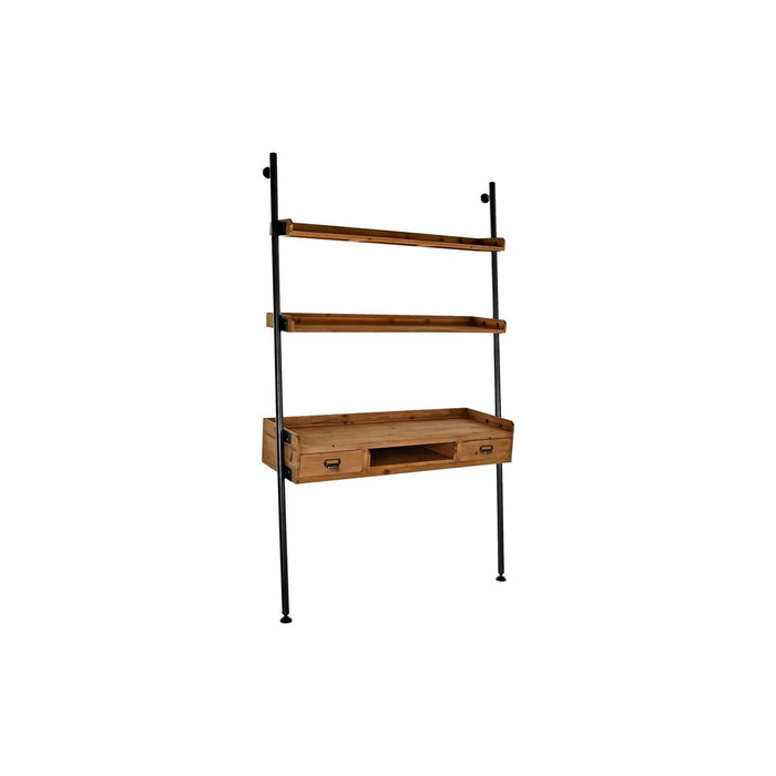 Raft DKD Home Decor Brad Natural Metal Gri închis 2 Rafturi (123 x 40 x 198 cm)