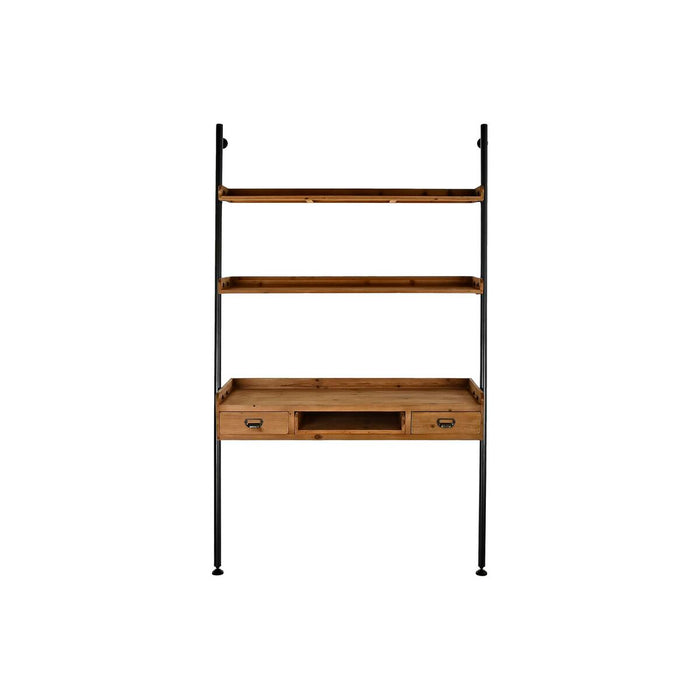 Raft DKD Home Decor Brad Natural Metal Gri închis 2 Rafturi (123 x 40 x 198 cm)